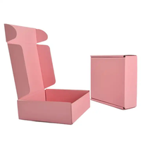 Boîtes d'expédition roses avec logo personnalisé pour sweats à capuche Boîte en carton ondulé pliable Emballage de sous-vêtements Boîtes postales CMJN