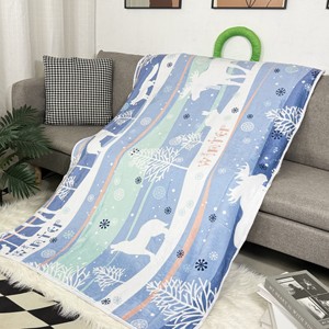 Dễ thương Tuần Lộc trang trí chăn, màu xanh, mềm mại Chăn len, Giáng sinh mô hình tùy chỉnh chăn, 60x40inch - Product Image 2