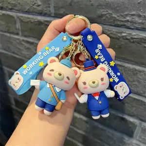 Source Factory Produces Environmental Protection PVC Soft Rubber Key Chains Cartoon Animation Silicone Small Gift Key Pendant