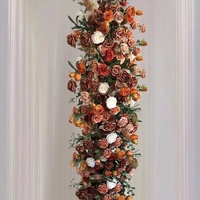 Orange Caramel Serie Handgefertigte Luxuriöse 5D Blumen Rosen Seide Hochzeits-Hintergrund Sofa Tischläufer Party Event Dekoration