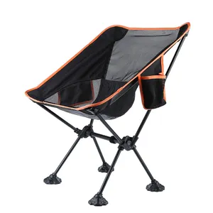 New Arrival Double Side Pocket Aluminium Outdoor Chair Moon Chair Foldable With Duck Foot