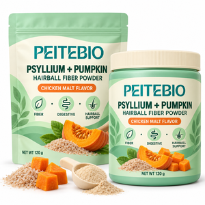 PEITEBIO Psyllium Pumpkin Hairball Fiber Powder Saveur Poulet et Malt 120g pour chats – Soutien digestif et anti-boules de poils - Product Image 1