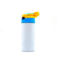 Gobelets vierges de sublimation pour enfants isolés sous vide de 350ml sans Bpa avec paille à couvercle rabattable
