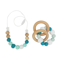 LP Chaîne de perles en silicone léopard à la mode Collier de dentition en perles hexagonales en silicone Collier de dentition pour bébé