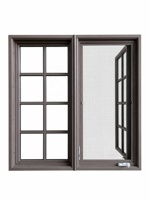 Fenêtre à battant manuelle Penjoy, cadre composite bois-aluminium, ouverture vers l'extérieur pour appartement et immeuble résidentiel
