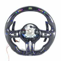 Palancas de Cambio de Marchas de Fibra de Carbono Forjado Azul para BMW Performance Sports, Compatibles con Volante Deportivo, Cubierta de Alcántara, Pantalla LED, 325i 330i M240i