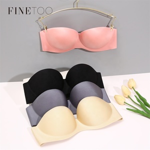 Finetoo strapless liền mạch Áo ngực thoáng khí cho phụ nữ rắn có thể tháo rời Clasp 4 Hàng <span class=keywords><strong>3</strong></span> móc đồ lót phụ nữ đồ lót không dây mới - Product Image 4