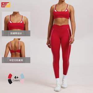 Sujetador deportivo Allure Body para mujer, rojo, con tirantes cruzados en la espalda, transpirable, para fitness, entrenamiento y ropa deportiva. - Product Image 2