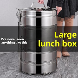 Boîte à lunch indienne en acier inoxydable à grande capacité à 4/5 niveaux, imprimée en couleur, résistante à la chaleur et au micro-ondes, récipient alimentaire à emporter, rangement - Product Image 5