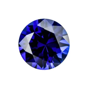 Pierre synthétique en corindon de 8mm, <span class=keywords><strong>saphir</strong></span> bleu, pierre précieuse en vrac, corindon synthétique de forme ronde - Product Image 1