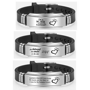 Nuevo Brazalete de Acero Inoxidable con Logotipo Médico, Brazalete de Silicona con Oración de Enfermera, Regalo para Médicos y Enfermeras - Product Image 2
