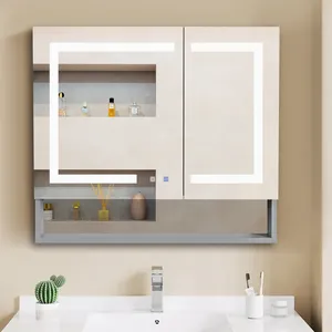 Armoire à pharmacie Miroir Vanité | Éclairage intelligent sans cadre + étagère <span class=keywords><strong>de</strong></span> rangement | Fonction voix, tactile et mémoire - Product Image 3