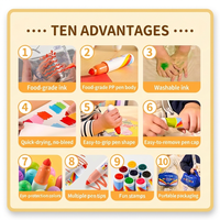 Marqueurs lavables STA 12/24/36 couleurs, stylos aquarelle pour l'éducation précoce des bébés, marqueurs artistiques à base d'eau non toxiques pour le dessin des enfants