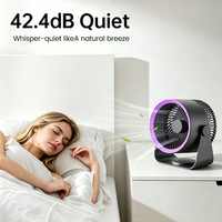 Ventilateur de bureau portable pliable en plastique alimenté par batterie 5V avec lumière LED nocturne pour voiture et usage domestique, autonomie de 6 à 8 heures