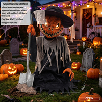 Nouvelle figurine d'horreur électrique à capteur de mouvement, citrouille sauteuse, décoration de fête d'Halloween pour cour, accessoire transfrontalier