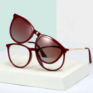 Italy women designer eyewear sun glass fashion tr90 frames magnetic clip-on polarized sunglasses
