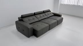 Sofá Seccional Moderno de Tela Gris con Diseño Acolchado, Brazos Cuadrados y Patas Metálicas para Sala de Estar - Product Image 4