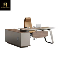 Bureau de direction de luxe moderne de haute qualité en forme de L pour patron avec espace de rangement bureau de direction pour chef de direction