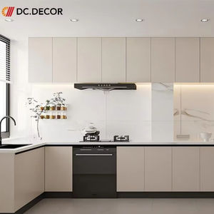Îlot <span class=keywords><strong>de</strong></span> cuisine moderne modulaire DC DECOR, finition laquée, construction en contreplaqué, <span class=keywords><strong>plan</strong></span> <span class=keywords><strong>de</strong></span> <span class=keywords><strong>travail</strong></span> en marbre, rangement intégré, évier - ignifuge - Product Image 1