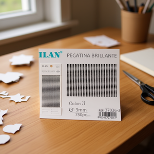 Adesivo con strass lucidi Ilan nero da 3 mm, 750 pezzi per decorazioni artigianali - Product Image 2