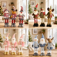 Figurine de Noël télescopique réglable en peluche, Père Noël, Bonhomme de neige, Renne, style nordique, pour décoration de sol de maison en période des fêtes