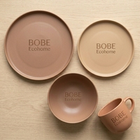 Ensemble de vaisselle écologique en PLA, vaisselle biodégradable, passe au lave-vaisselle et au micro-ondes, style nordique, bol, assiette, vaisselle en RPET
