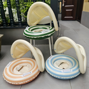 Flotador Inflable para Bebés con Asiento y Sombrilla, Anillo de Natación para Niños con Asas para Piscina - Product Image 3