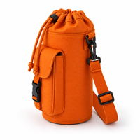 Sac isotherme pour bouteille d'eau en nylon orange avec doublure en aluminium et poche à boucle, directement de l'usine