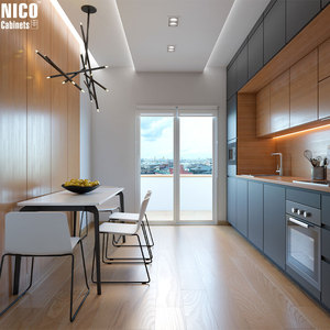 Nicocabinet Hiện Đại Bằng Gỗ Chuyên Nghiệp Biệt Thự Tư Nhân Bếp Nhà Bếp Veneer Matt Sơn Mài Hoàn Thành Màu Đen Tùy Chỉnh Tủ Bếp - Product Image 3