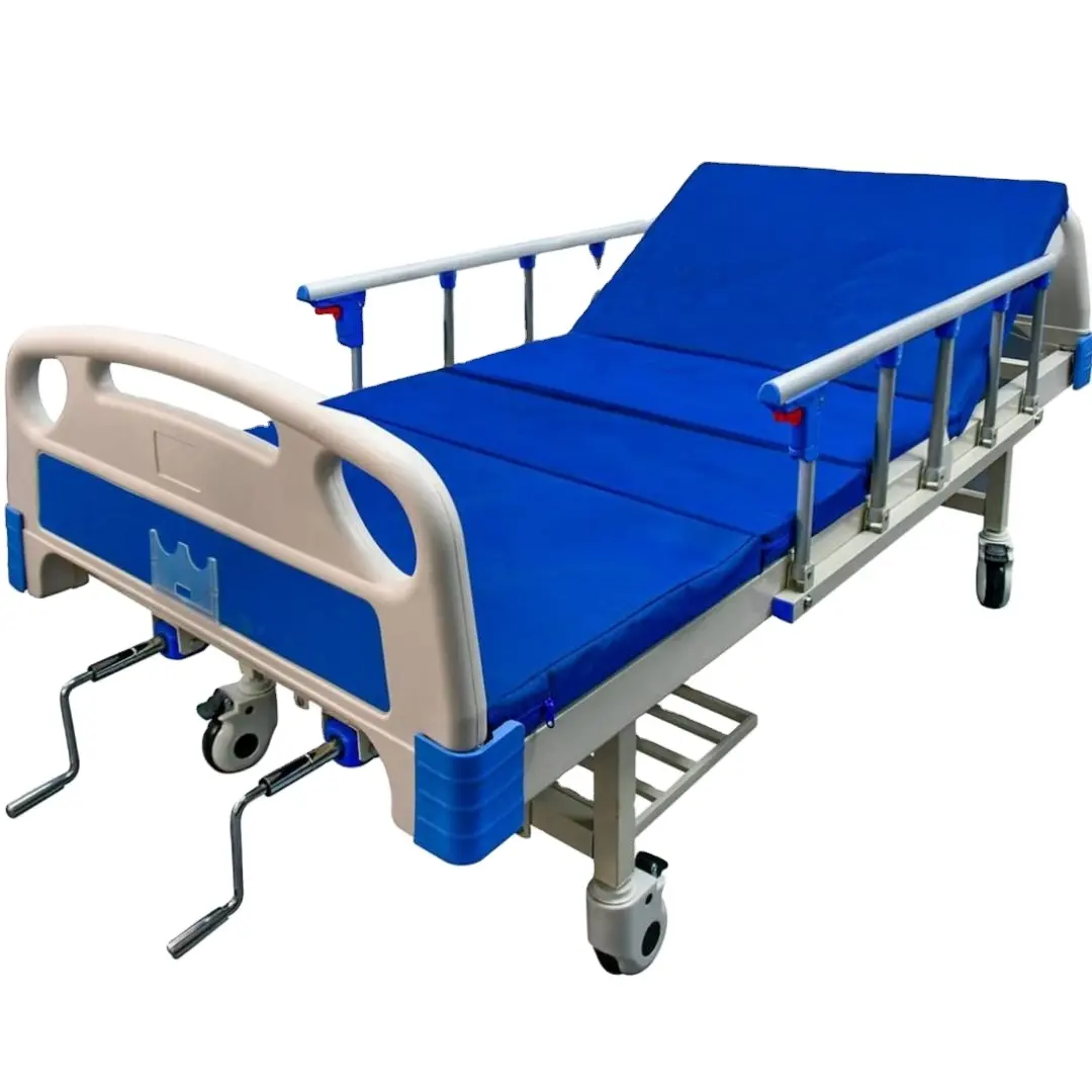 Two Cranks Hospital Bed Headboard with Luxury Rails Adjustable Tilt Reclining Hospital Nursing Bed Medical