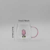 Usine vente directe en gros 3d mignon fleur verre tasses à eau mignon ménage Simple verre café jus boisson lait tasses