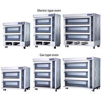 Four commercial gaz-électrique à 3 niveaux, 6 plaques de cuisson, construction en acier durable, haute productivité, minuteur, grande capacité pour boulangerie