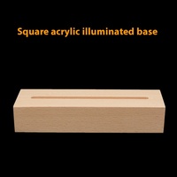 Base en bois LED veilleuse Table avec longue bande Design bricolage hêtre acrylique Rectangle Table de chevet Plug-In USB alimenté chambre utilisation