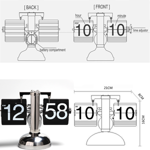 Đồng hồ máy tính để bàn cổ điển sáng tạo kim loại màu trắng đứng nhà nhỏ kỹ thuật số bánh lật độc đáo tự làm thép không gỉ hoạt động - Product Image 6