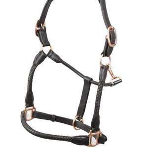 Style tressé réglable en cuir durable avec quincaillerie de luxe en or rose, parfait pour l'équitation et les spectacles - Product Image 1