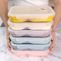 2025 nouveaux produits en gros bébé enfants stockage boîte à lunch pliable pliable silicone alimentaire conteneur