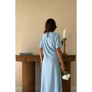 เดรสเด็กสีฟ้าอ่อน คอปกจีบ เอวธรรมชาติ ผ้าทอ ระบายอากาศได้ดี ใส่สบายทุกวัน - Product Image 1