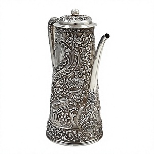 Handcrafted Embossed Silver <b>Coffee</b> Pot and <b>bottles</b> Vintage Floral Metal Tea Server Decorative Arabic Turkish <b>Coffee</b> pot - Product Image 1