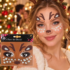 Pegatinas de gemas con diseño de bruja, araña y mariposa para la cara - Estilo sencillo con estampado de leopardo para maquillaje y tatuajes de fiesta de Halloween - Product Image 1