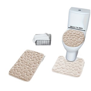 Cangming <b>Bath</b> <b>Mat</b> Set 40x60cm 50x40cm 38x40cm Coral Fleece Non-Slip <b>Absorbent</b> Toilet Floor <b>Mats</b> Bathroom - Product Image 5