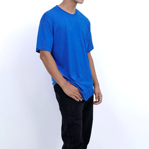 T-shirt d'été uni pour homme en coton extensible 100 %, col rond, manches courtes, vente en gros - Product Image 3