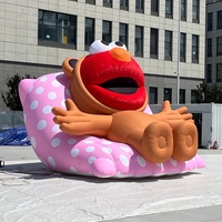 Mascotte gonflable géante amusante de dessin animé, avec tête appuyée sur un oreiller, modèle publicitaire gonflable en peluche, mascotte gonflable personnalisée