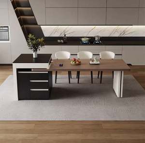Mesa de Comedor de Estilo Moderno y Minimalista con Tablero de Roca, Mesa de Comedor de Madera Maciza Multifuncional y Extensible para el Hogar - Product Image 4