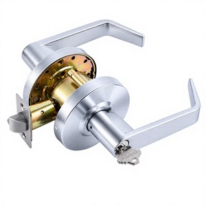 Cerradura de manija de palanca para puerta de villa, estilo europeo moderno, de zinc, con cilindro de seguridad, para dormitorio y baño, con botón giratorio y control remoto - Product Image 4
