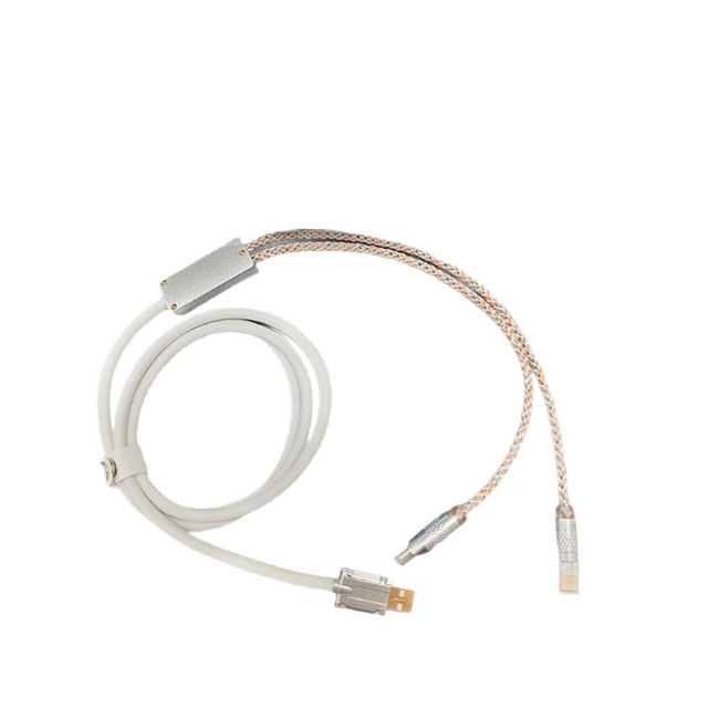2 in 1 8K Rate TYPE-C Keyboard Mouse Coil Cable Durable Braided Wire Data Charging RGB Aviation Plug Cable