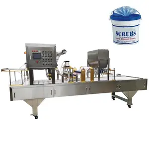 Industrial Wet Wipe Canister Packing Oil Clean Wipes Bucket Filling Sealing Machine