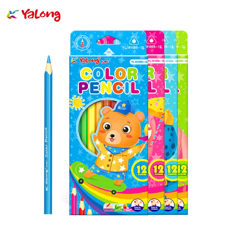 Pensil Warna Inti Lembut Profesional 12 Warna Pensil untuk Menggambar Anak-anak Dewasa