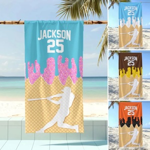 Toalla de <span class=keywords><strong>Playa</strong></span> Personalizada de Secado Rápido con Diseño de Helado de Dibujos Animados, Regalos para Equipos de Béisbol, Personalizada para Niños Jugadores de Béisbol - Product Image 2