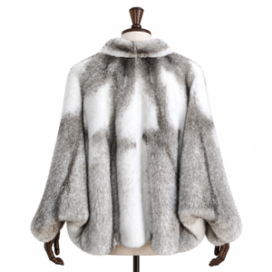 Abrigo de Piel de Visón Cruzado Plateado Blanco para Mujer, Chaqueta Corta de Invierno de Piel Auténtica, Cuello en V, Prenda Exterior de Lujo - Product Image 4