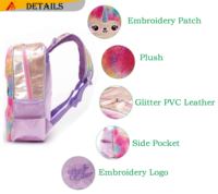 Ensembles de sacs à dos en peluche doux pour la maternelle Sac à dos à motif licorne pour enfants 3 pièces avec boîte à lunch et sac à crayons pour filles